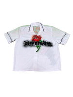 Load image into Gallery viewer, White “Thorns Of LiYfe” Button-Up Shirt
