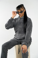 Load image into Gallery viewer, Acid Black “LettYng Go” Hoodie
