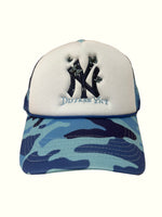 Load image into Gallery viewer, Blue Camo "New York" Trucker Hat
